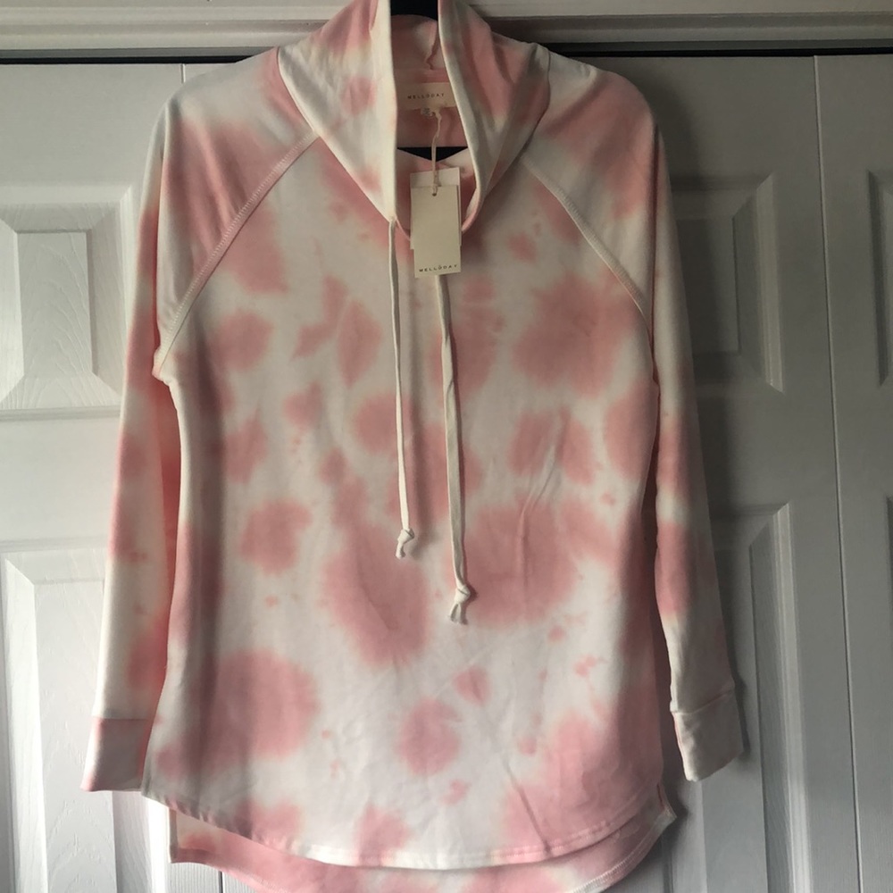 Melloday Tie Dye Drawstring Mock Neck Sweater - Picture 2 of 3